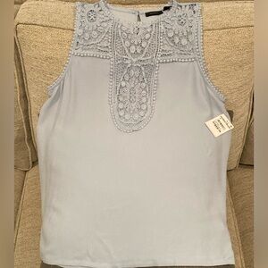 Nordstrom Halogen Light Blue, Lace Appliqué Sleeveless Top Size Medium